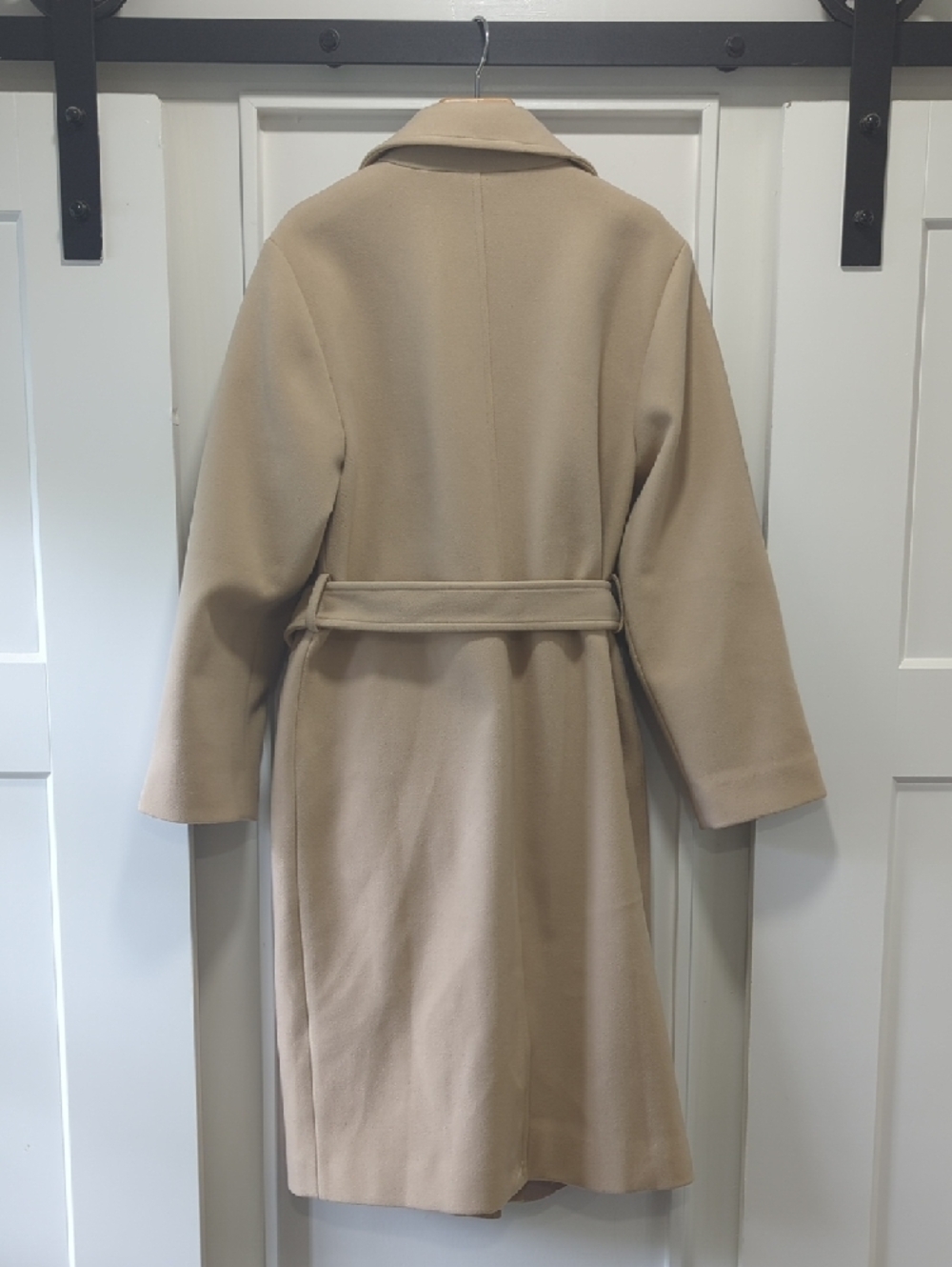 LOFT Light Beige Double Breasted Belted Pea Coat Size Small - Picture 10 of 13